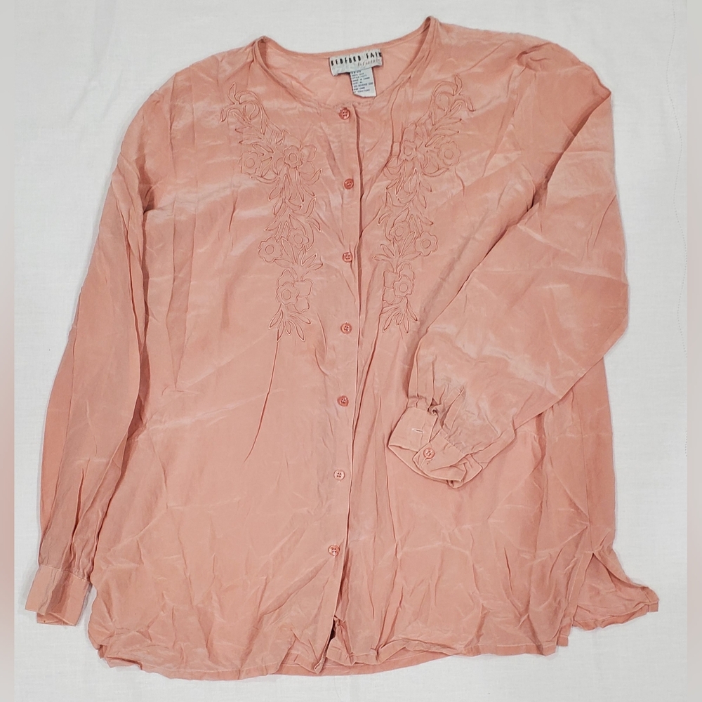Charming Peach Blouse with Embroidery